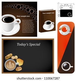 Vector illustration set: Coffee & tea graphic design elements for cards & background (Part 6)