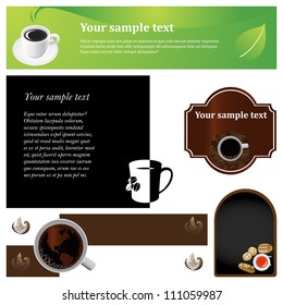 Vector illustration set: Coffee & tea graphic design elements for cards & background (Part 7)