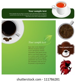 Vector illustration set: Coffee & tea graphic design elements for cards & background (Part 8)