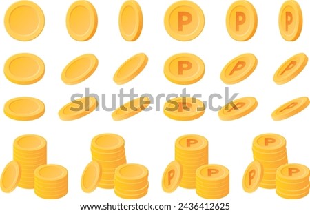 Vector illustration set of coins, medals and points