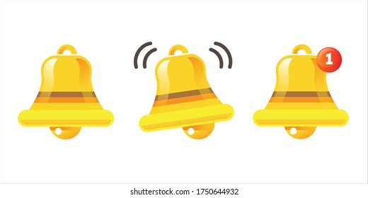 vector illustration of set collection bell shaking alert ringing notification 