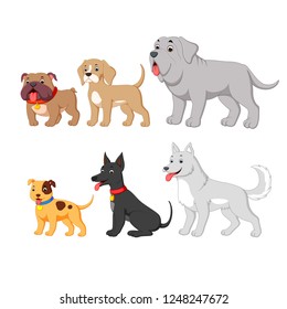 vector illustration of set collection with cute cartoon dog