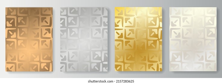 Vector illustration Set Collection of gold and silver backgrounds with abstract ornament