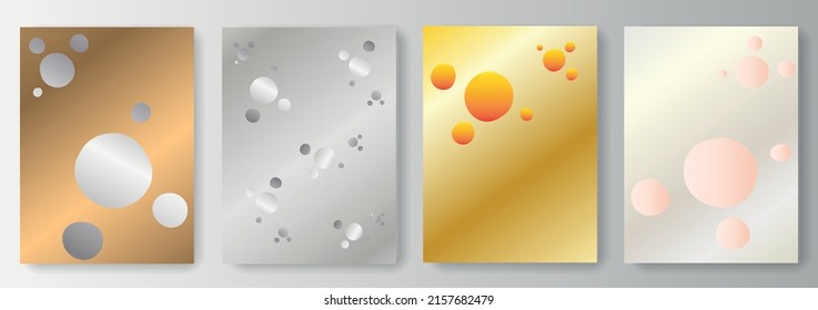 Ilustración vectorial Colección de fondos dorados y plateados con globos de burbujas