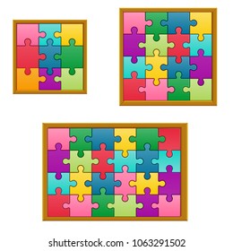vector illustration of set collection Jigsaw puzzle game