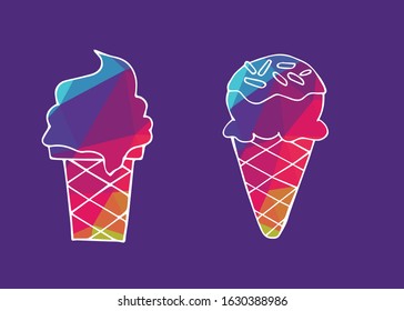 Vector Illustration of Set or Collection of Rainbow Ice Cream Food 