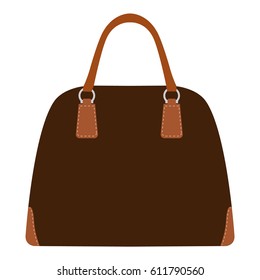 Vector illustration  set, collection of woman brown fashion bag icon. Handbag model isolated on white background. Female bag