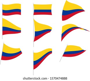 Vector Illustration of Set with Colombia Flag