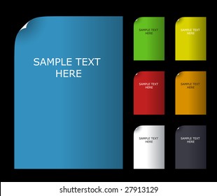 Vector illustration. Set of color blank paper with text.