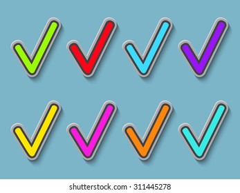 Vector illustration with the set color checkmarks