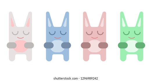 Vector illustration - set with color
easter bunny - Flat. 