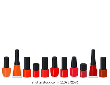 Vector illustration set of a color nail polish. Isolated glass bottles on white background