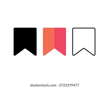 vector illustration of a set of colored badges arrows Bookmark Icon Set Minimal Ribbon Marker Symbol in Solid Gradient and Outline Style for App UI UX Design