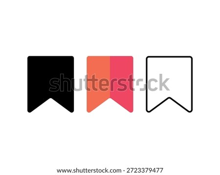 vector illustration of a set of colored badges arrows Bookmark Icon Set Minimal Ribbon Marker Symbol in Solid Gradient and Outline Style for App UI UX Design