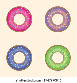 Vector illustration of a set of colored donuts