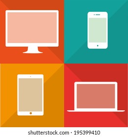 vector illustration set of colored icons with gadgets