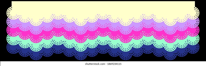 Vector illustration set of colored lace. Lace edging