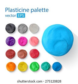 Vector illustration. Set of colored plasticine clay spots isolated on a white background.