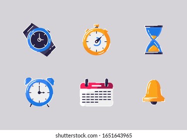 Vector illustration of a set of colored time icons