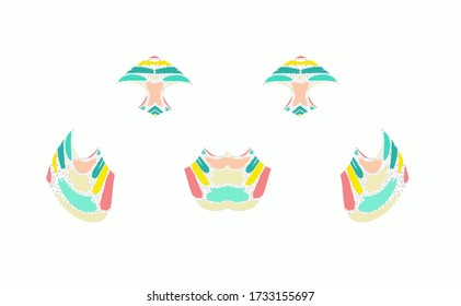 vector illustration of a set of colorful abstract symbols on white background
