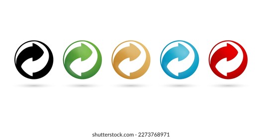 ilustración vectorial Un conjunto de flechas coloridas icono de reciclaje en diferentes colores para paquetes etiqueta productos empresa o empresa, diseños de interfaz de usuario, collages, decks, Collaging y diseños
