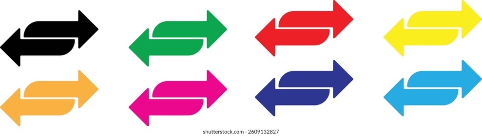 vector illustration of a set of colorful arrows, Double arrow flat vector icons