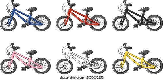 Vector illustration set of colorful bicycles, children's bicycles