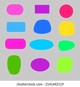 vector illustration of set of colorful chat, speech or though bubble on isolated background