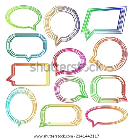 vector illustration of set of colorful chat, speech or though bubble on isolated background