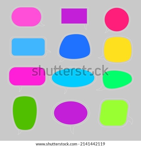 vector illustration of set of colorful chat, speech or though bubble on isolated background