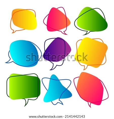 vector illustration of set of colorful chat, speech or though bubble on isolated background