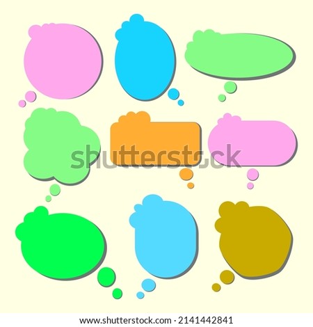 vector illustration of set of colorful chat, speech or though bubble on isolated background