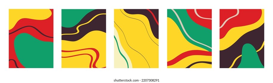 Ilustración vectorial del conjunto de coloridos collages creativos con un patrón caótico como fondo abstracto
