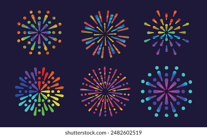 Vektorillustration-Set von bunten Feuerwerk