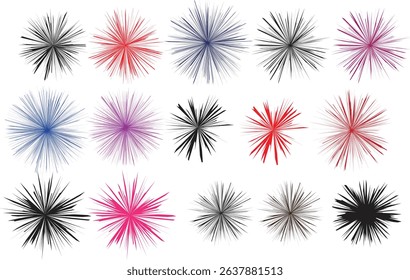 Vector illustration set of colorful fireworks