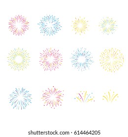 Vektorgrafik-Set von bunten Feuerwerken