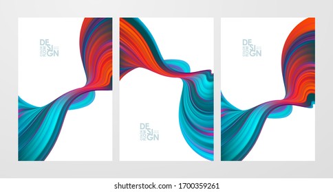 Vector illustration: Set of colorful flow poster backgrounds. Modern design. 