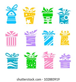 vector illustration of set of colorful gift