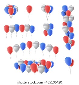 Vector illustration set of colorful glossy balloons. Element design. Easy for use and edit. Color set of Independence Day