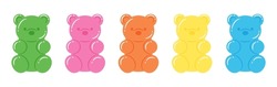 Vector Illustration Of A Set Of Colorful Gummy Bears For Banners, Cards, Flyers, Social Media Wallpapers, Etc.
