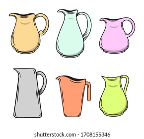 Vector illustration set of colorful Jugs