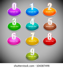 vector illustration of set of colorful number tag