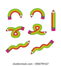 Vector illustration with set of colorful pencils isolated on white background. 