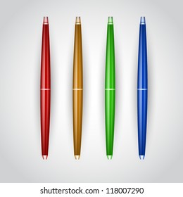 Vector illustration of set colorful pens