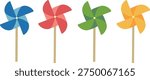 Vector illustration set of colorful pinwheels