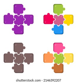 Vector illustration set of colorful puzzles, doodles, children's games, education.
