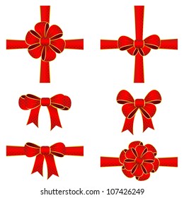 vector illustration of set of colorful ribbon bow against white background