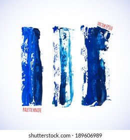 Vector illustration. Set of colorful spot, painted with a palette knife, isolated on  white background.