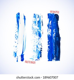 Vector illustration. Set of colorful spot, painted with a palette knife, isolated on  white background.