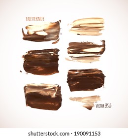 Vector illustration. Set of colorful spot, painted with a palette knife, isolated on  white background.